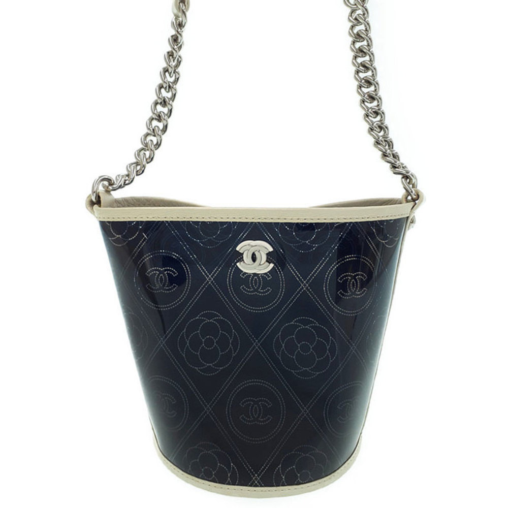 Chanel Cocomark Camellia Vinyl Bag Black Ivory